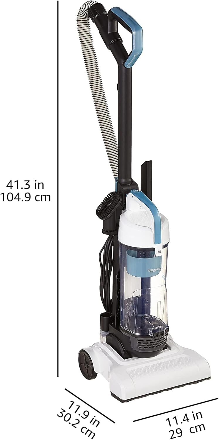 Upright bagless vacuum cleaner for carpets and hard floors