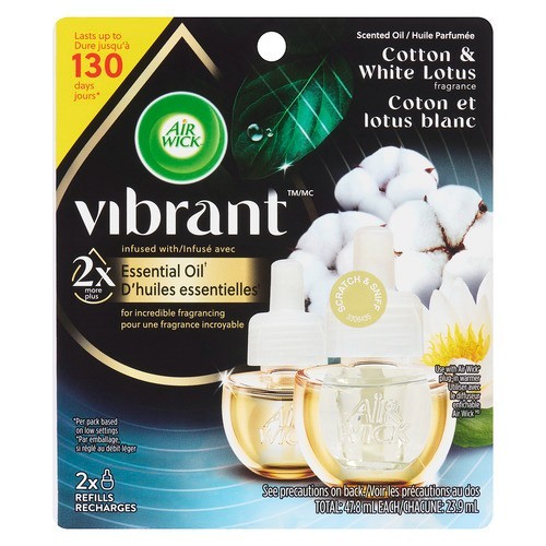 Air Wick Vibrant Scented Oil Refills Cotton & White Lotus 2 pack