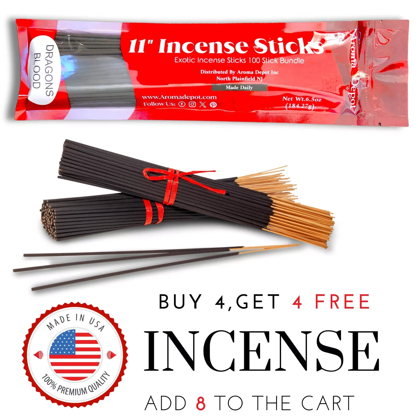 11” Incense Sticks 100 Bulk Pack Hand Dipped Mix Match Wholesale Huge Variety