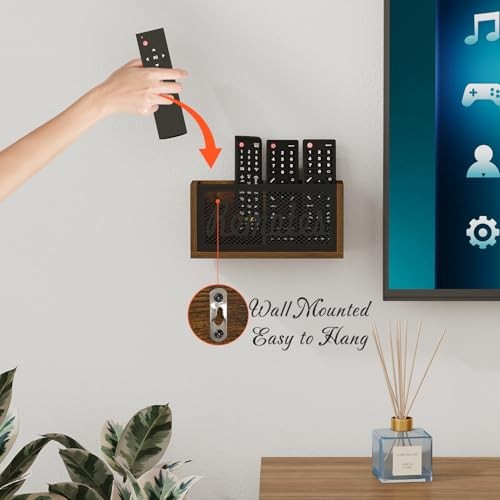 Remote Control Holder Wall Mount, TV Remote Holder for 8.03″x2.48″x3.9″ Brown