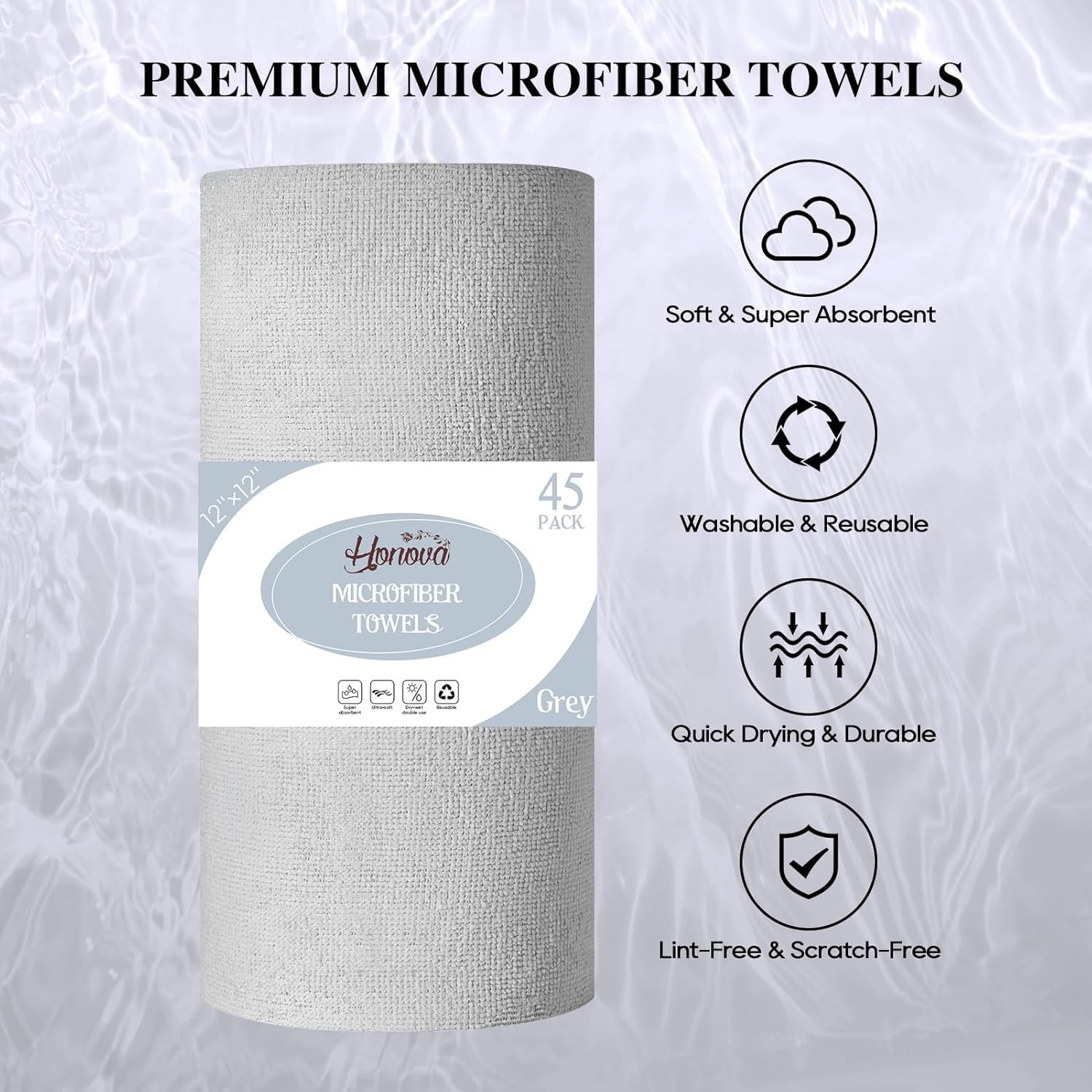 Microfiber Cleaning Cloth Roll 90 Pack, Tear Away Microfiber Towels, 12″ x 12…