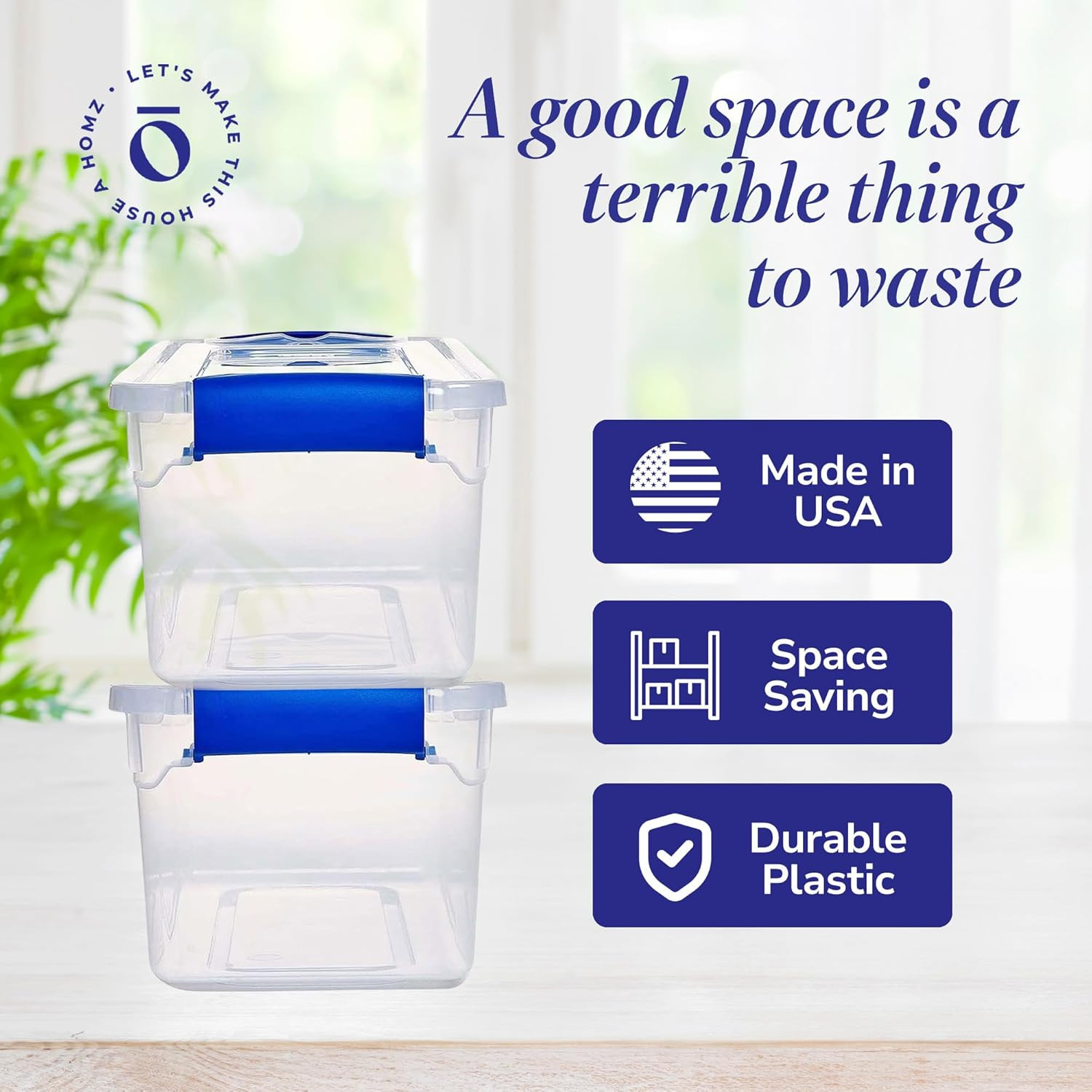 5-Pack Clear Plastic Storage Bins with Latching Lid – 7.5 Quart, Stackable