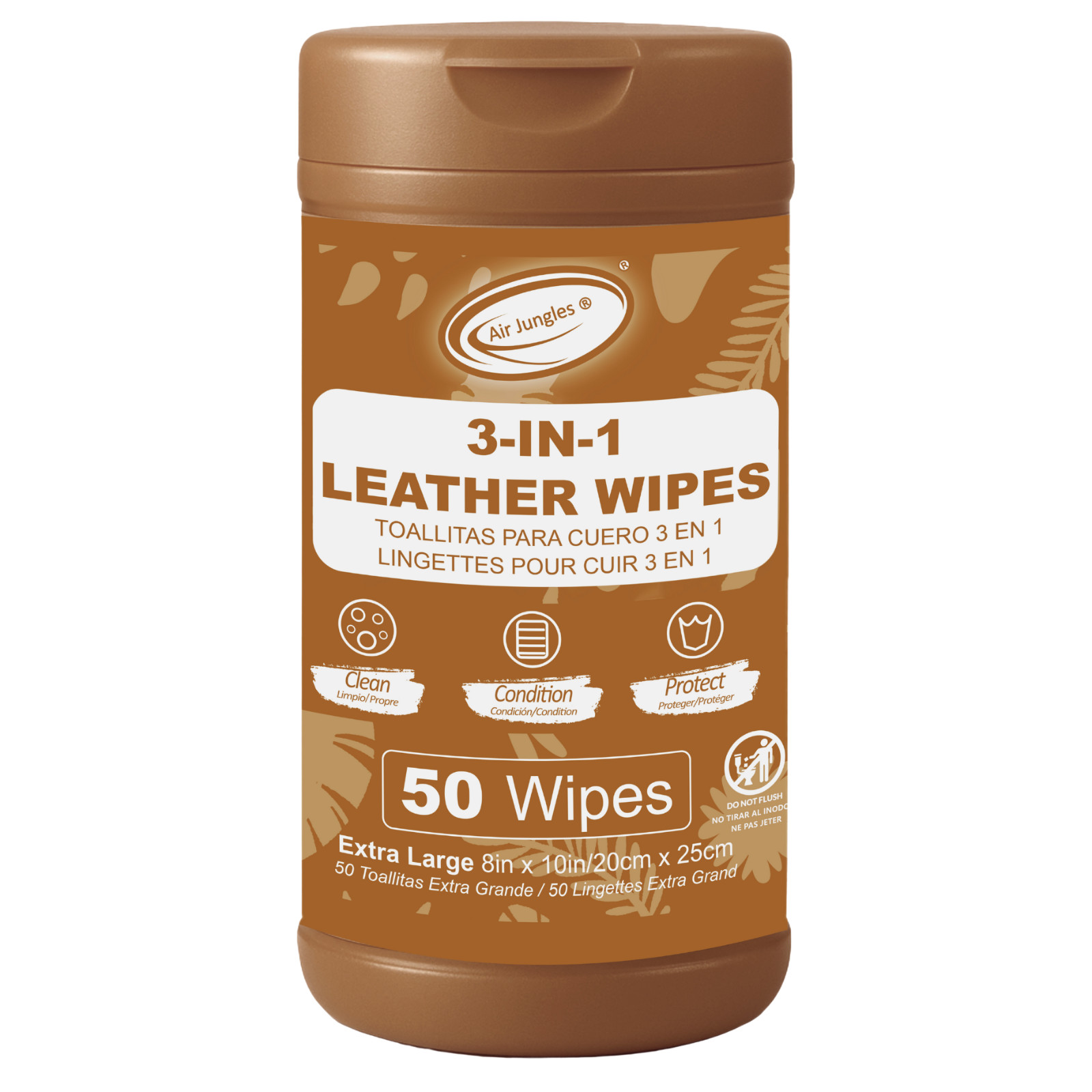 Air Jungles 3in1 Leather Cleaner Wipes 50 Count (Pack of 1)