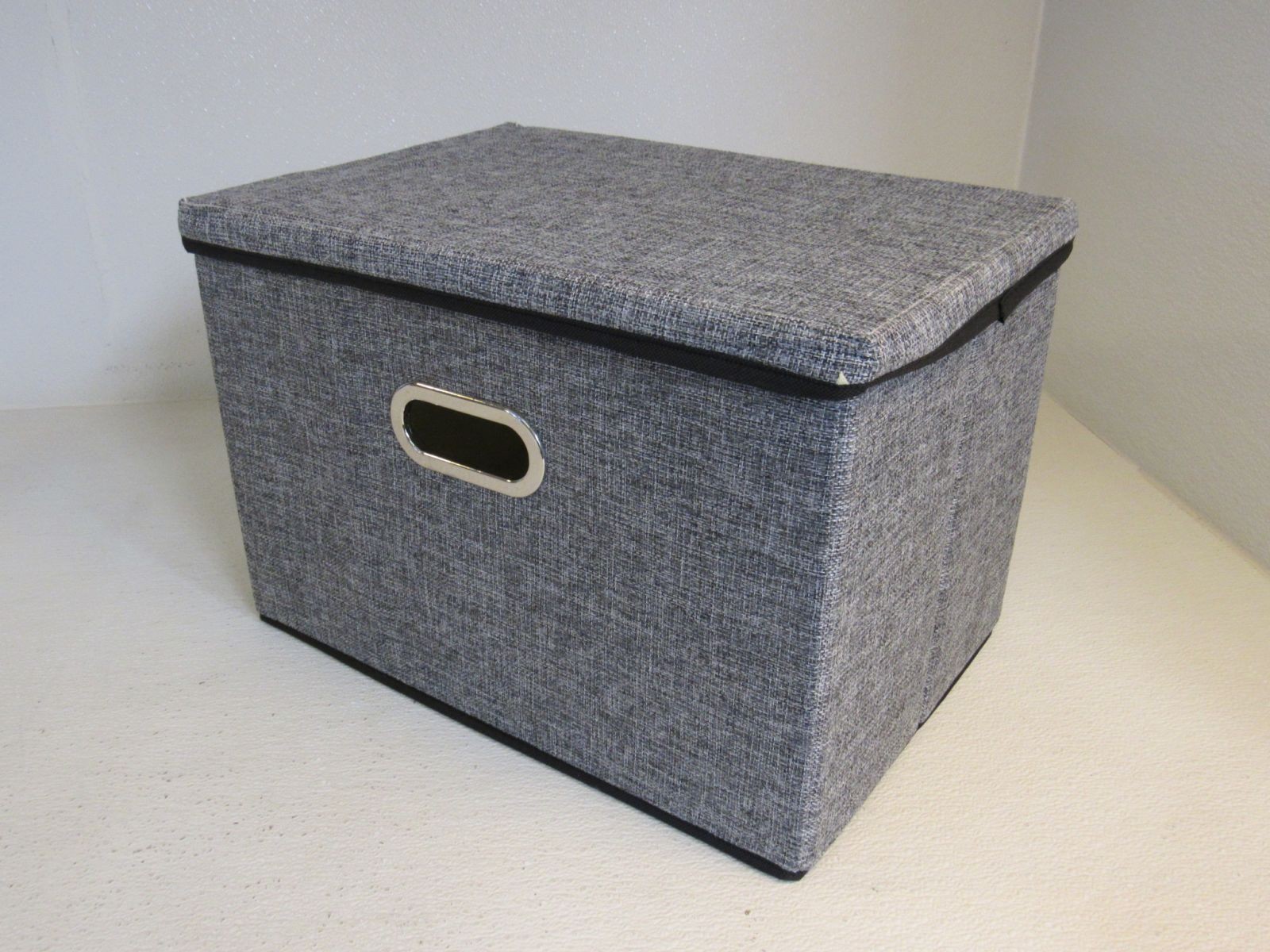 Designer Collapsible Storage Bin with Lid Gray/Black Lightweight and Durable