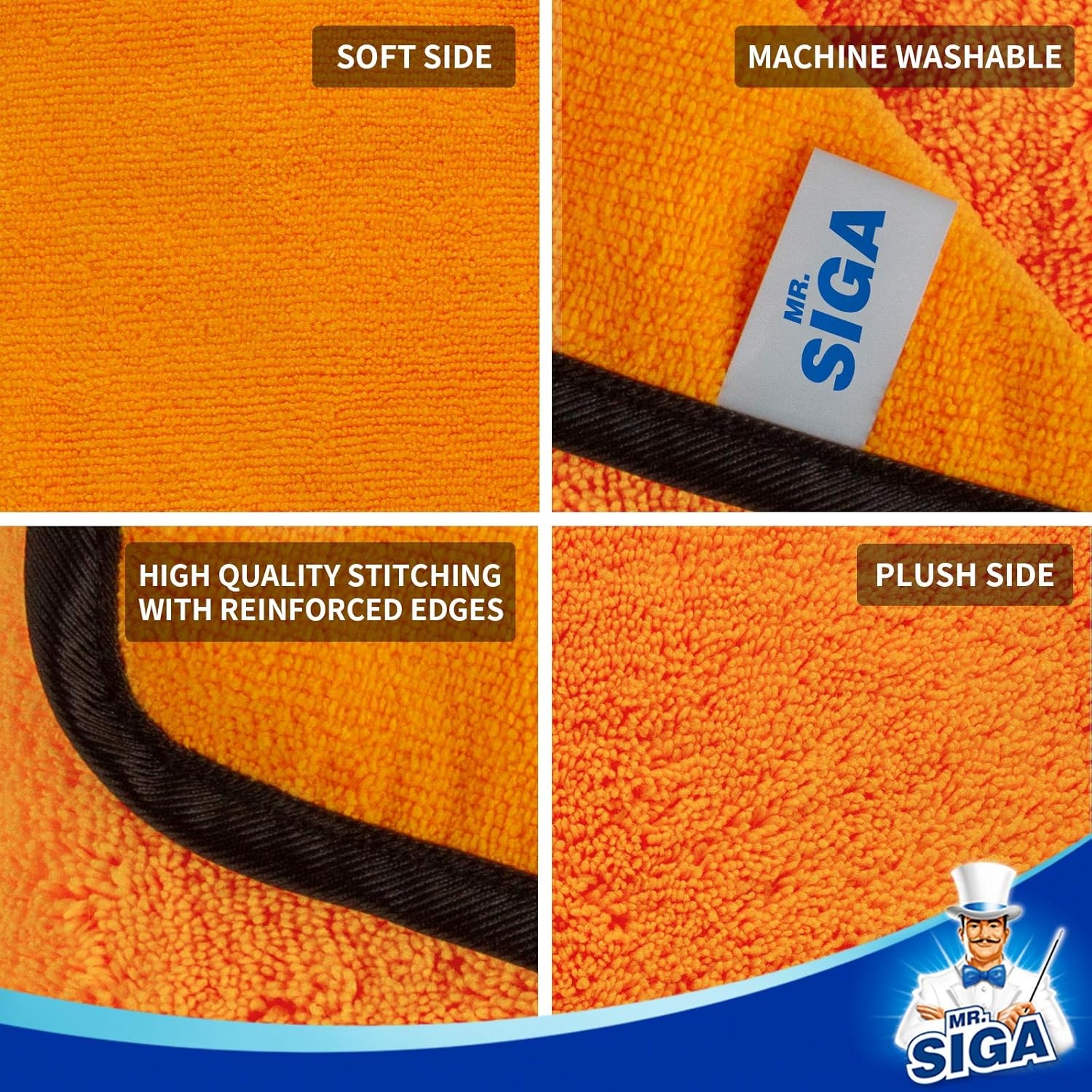 MR.SIGA Professional Premium Microfiber Towels for Household Cleaning, Dual-Side