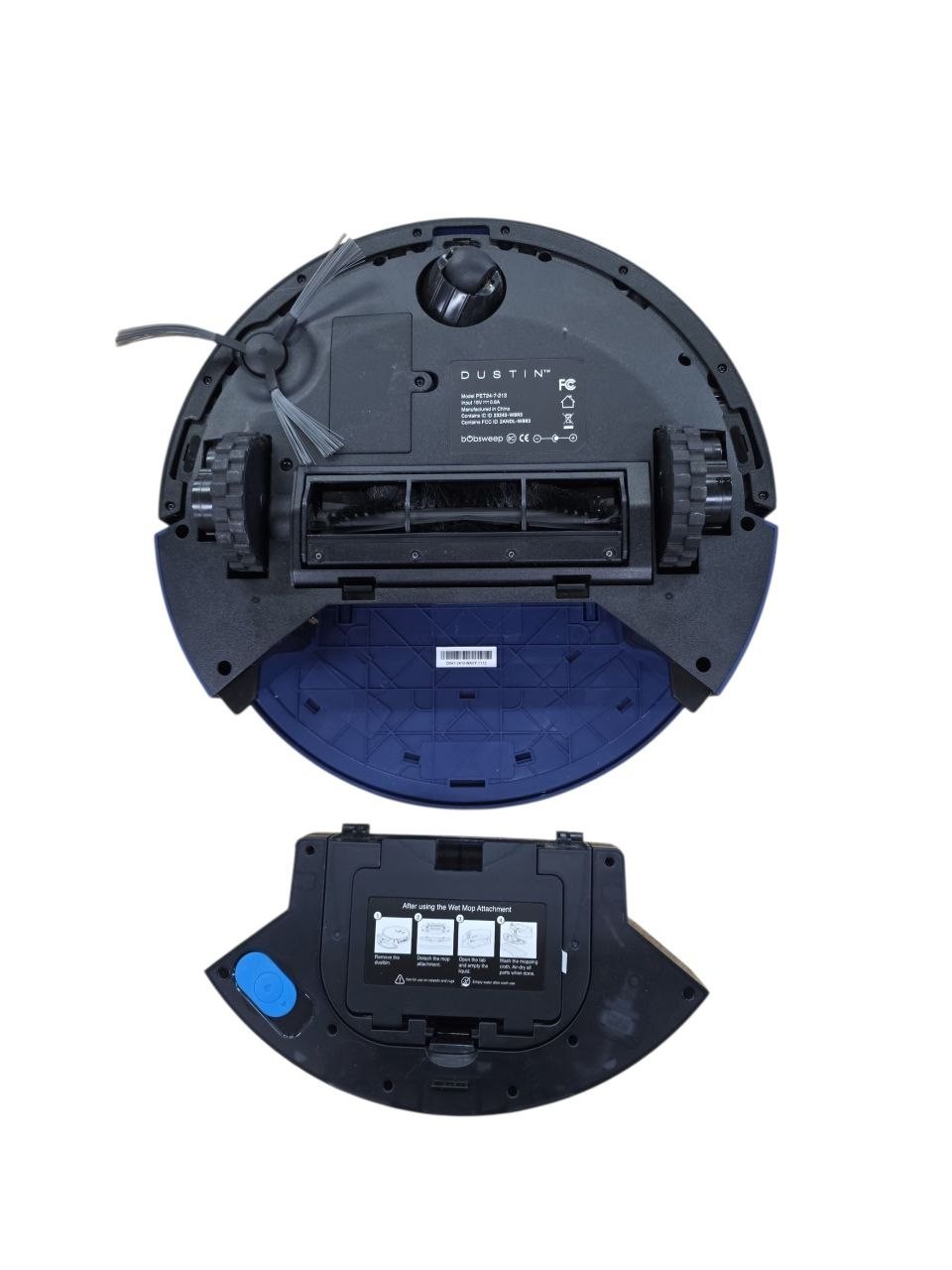 BObsweep Dustin Wi-Fi Connected Self-Emptying Robot Vacuum And Mop – Navy