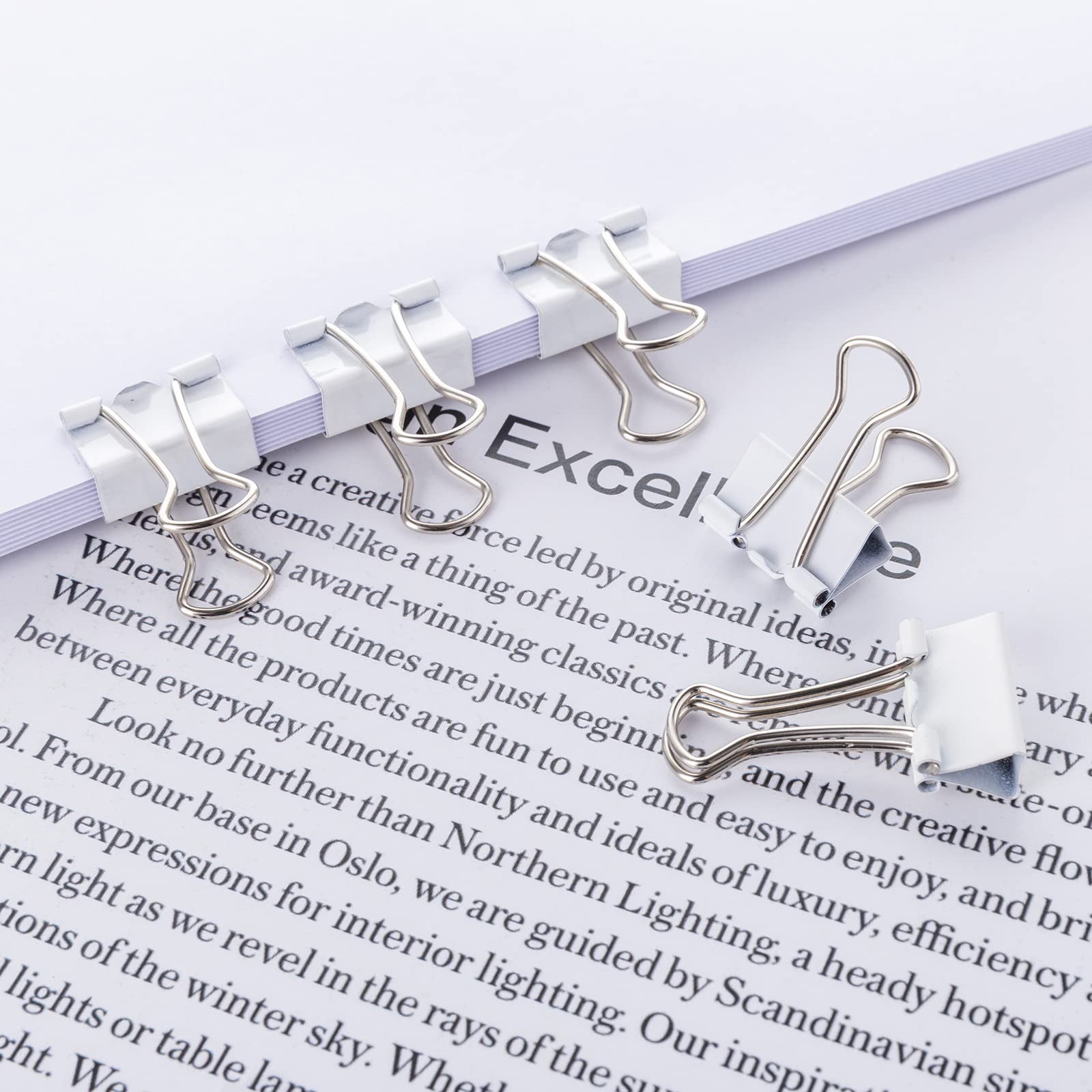 Small White Mini Binder Clips, 3/4 Inch (19mm), 50 Pack 0.75 inches,