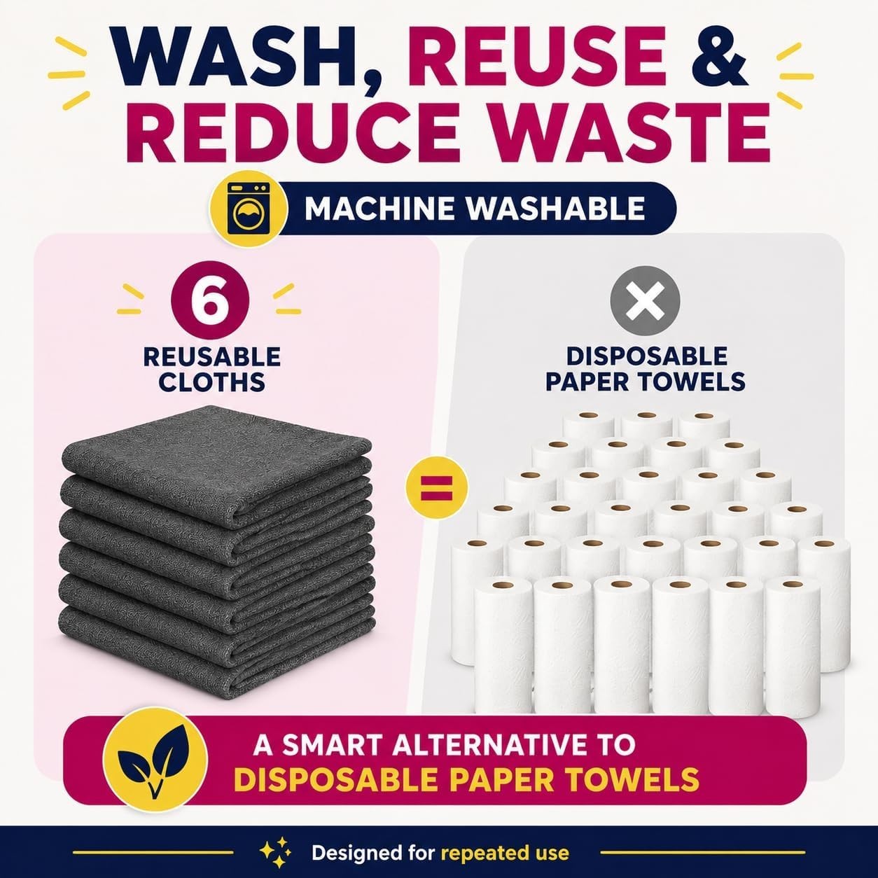 6 Pack Genie Magic Cleaning Cloth Microfiber Cleaning Cloth Reusable 12x16inches