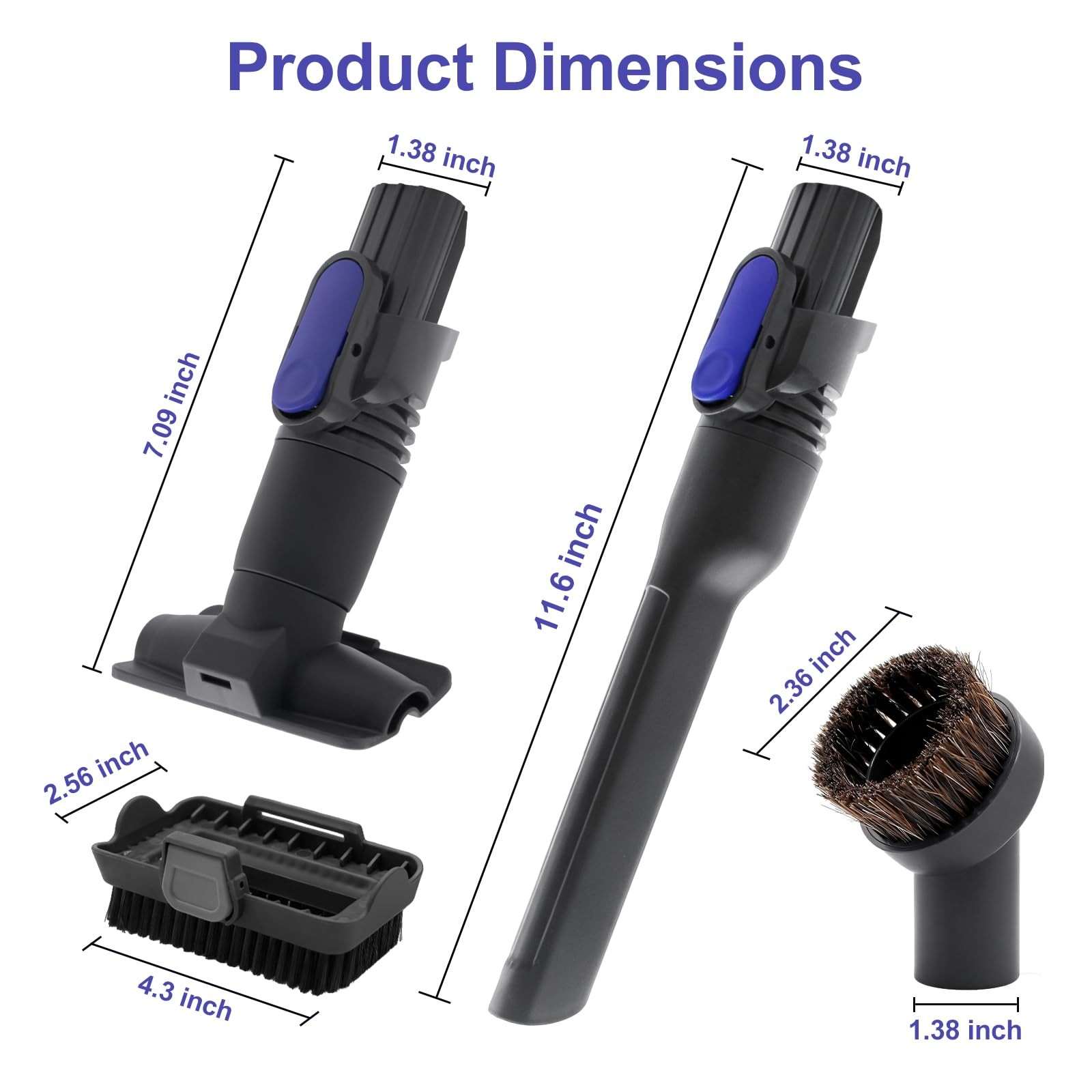 Vacuum Crevice Tool & Removable 2-in-1 Brush & Horse Brush Replacement for Sh…