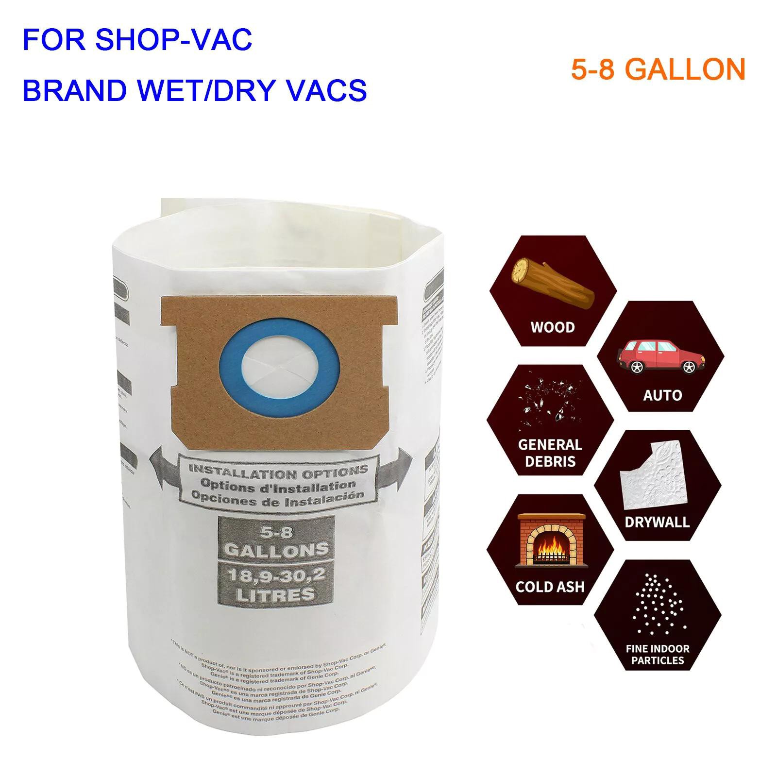 5 Pack Vacuum Cleaner Dust Collection Bags Fit For Ridgid VF3503, VF2004