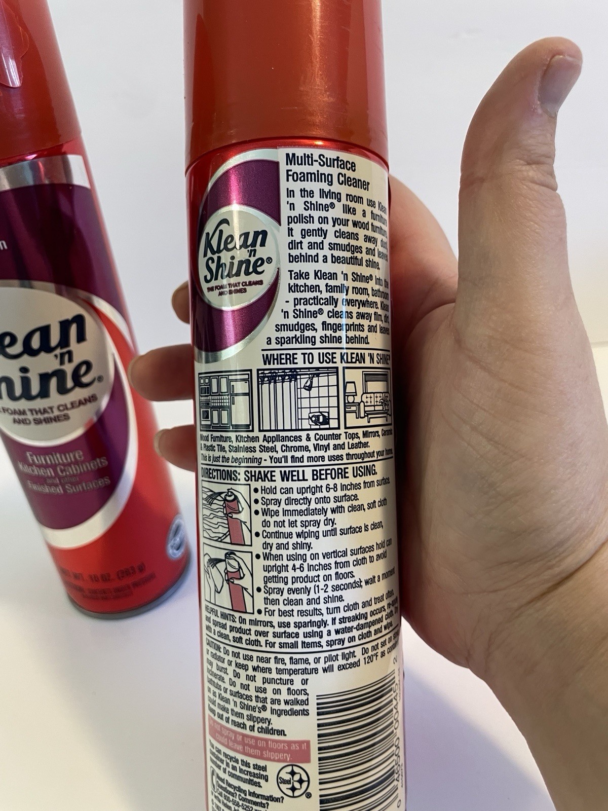Vintage Johnson Wax Klean ‘n Shine Foam All Purpose Cleaner Furniture Lot Of 2