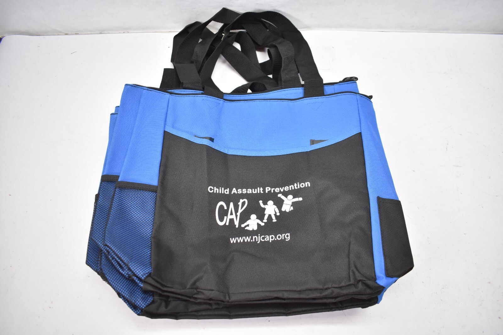 Lot of 8 Tote Carry Bags Blue/Black BRANDED 16-1/2″ x 14″ x 4-1/2″