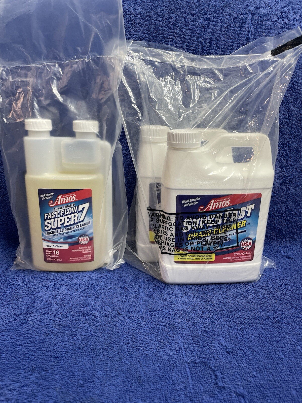 Professor Amos Super Fast Drain Cleaner set/2 32 fl Oz +Faster Flow Super 7 16oz