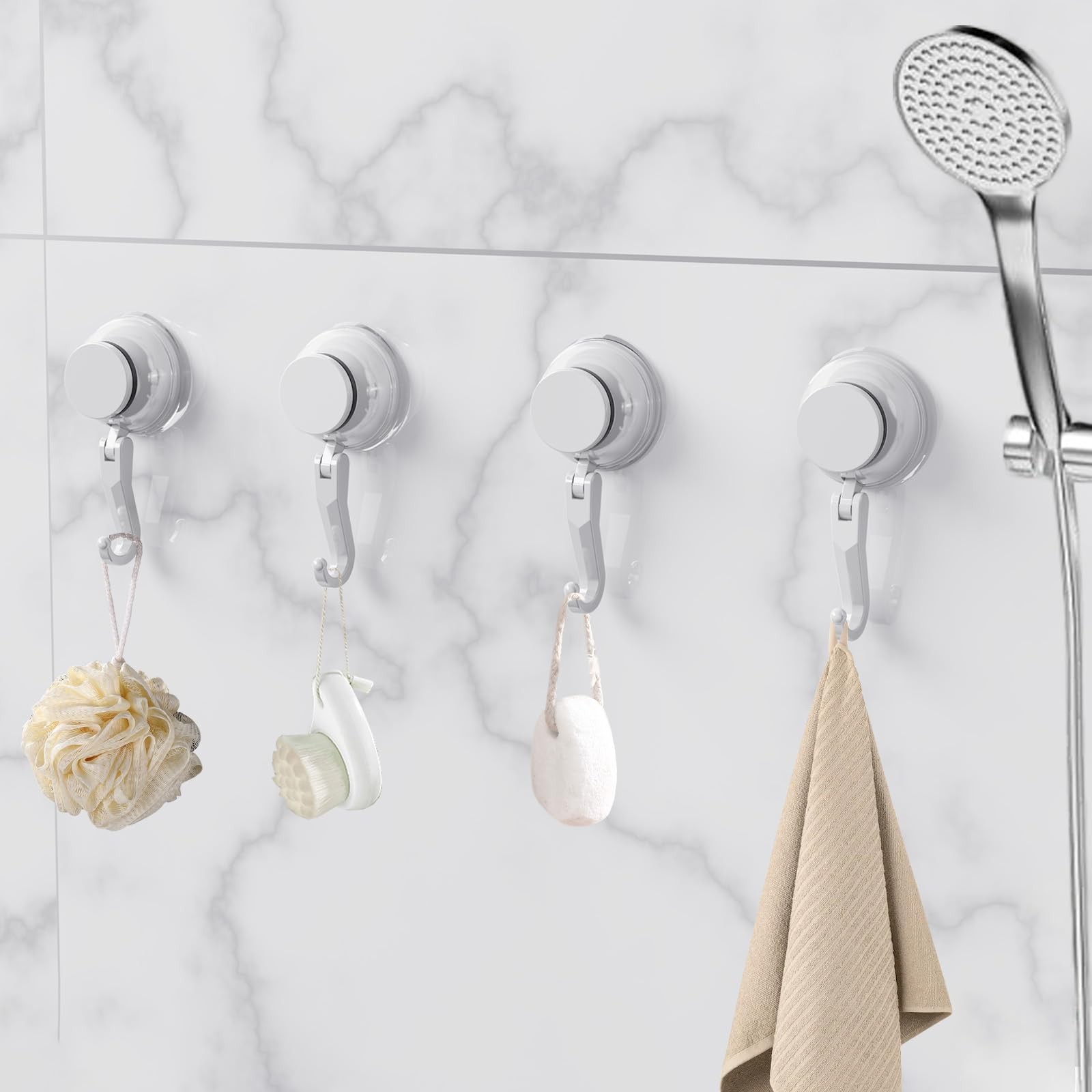 Heavy Duty Suction Cup Hooks for Shower, 2-Pack 11 lbs Removable Hooks for To…