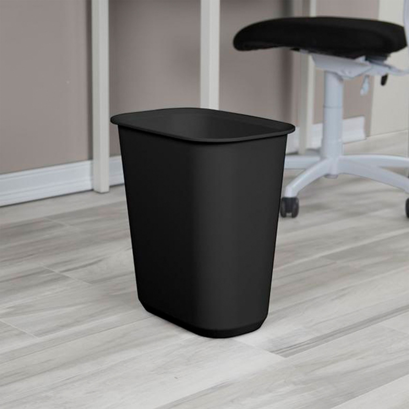 Sterilite Rectangular Wastebasket 5.5 Gallon Open Top Trash Bin, 6 Pack, Black