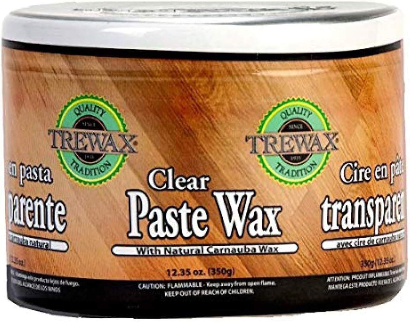 Trewax Paste Wax with Natural Carnauba Wax, Clear, 12.35-Ounce