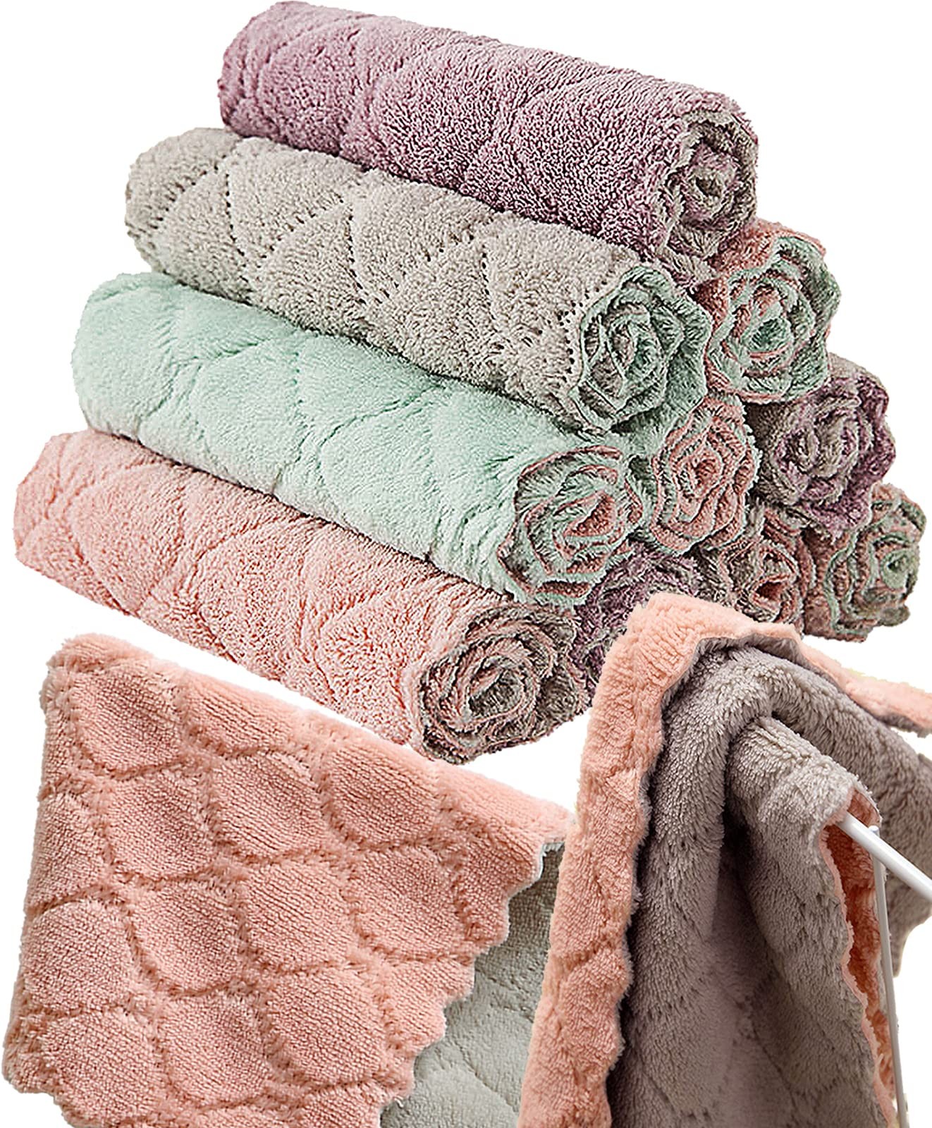 12 Pack Kitchen Towels Quick Dry Washcloths Coral Velvet Dishtowels Multipurpose