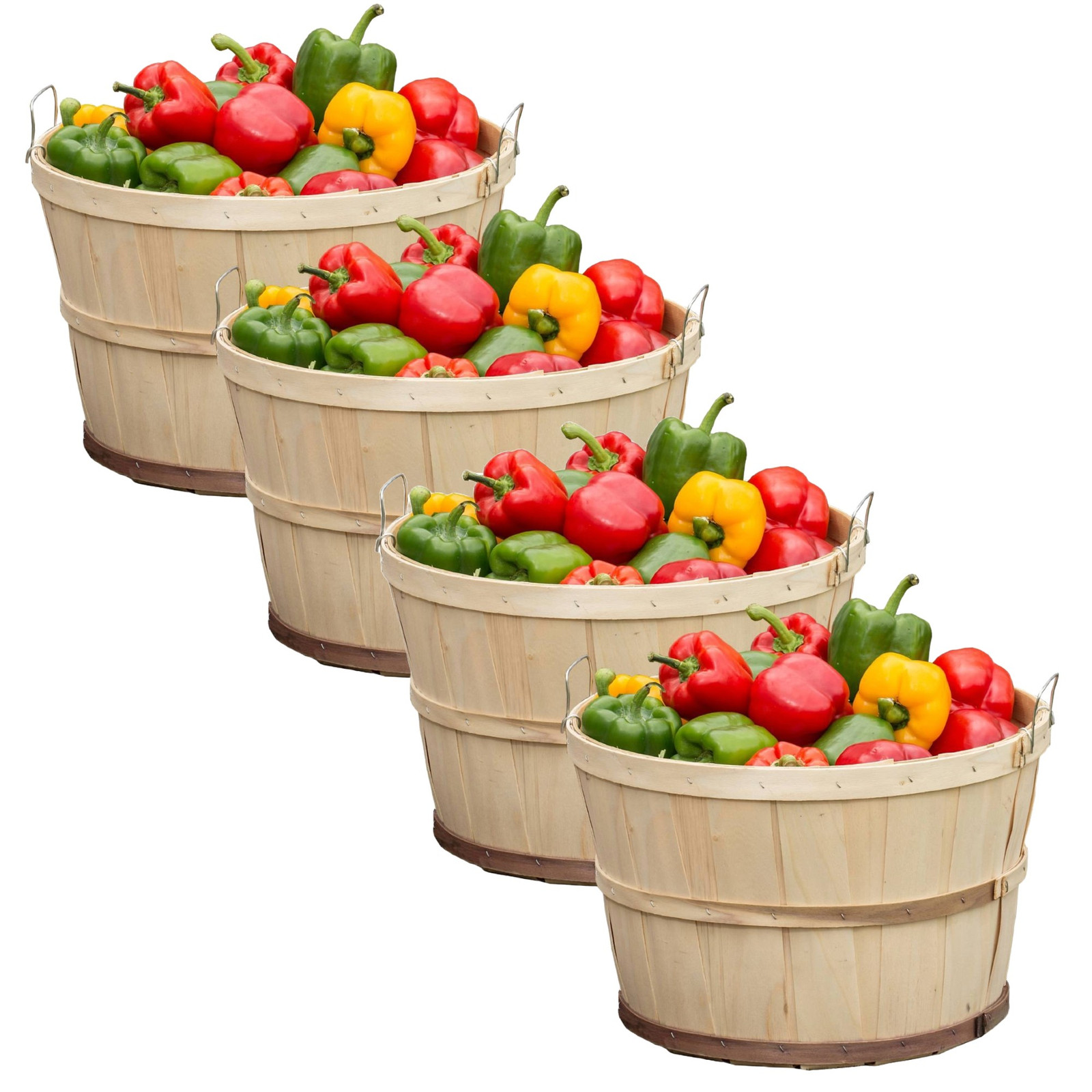 Lehman’s USA Made Half and Full Bushel Baskets, Poplar Wood with Handles, 4 Pack