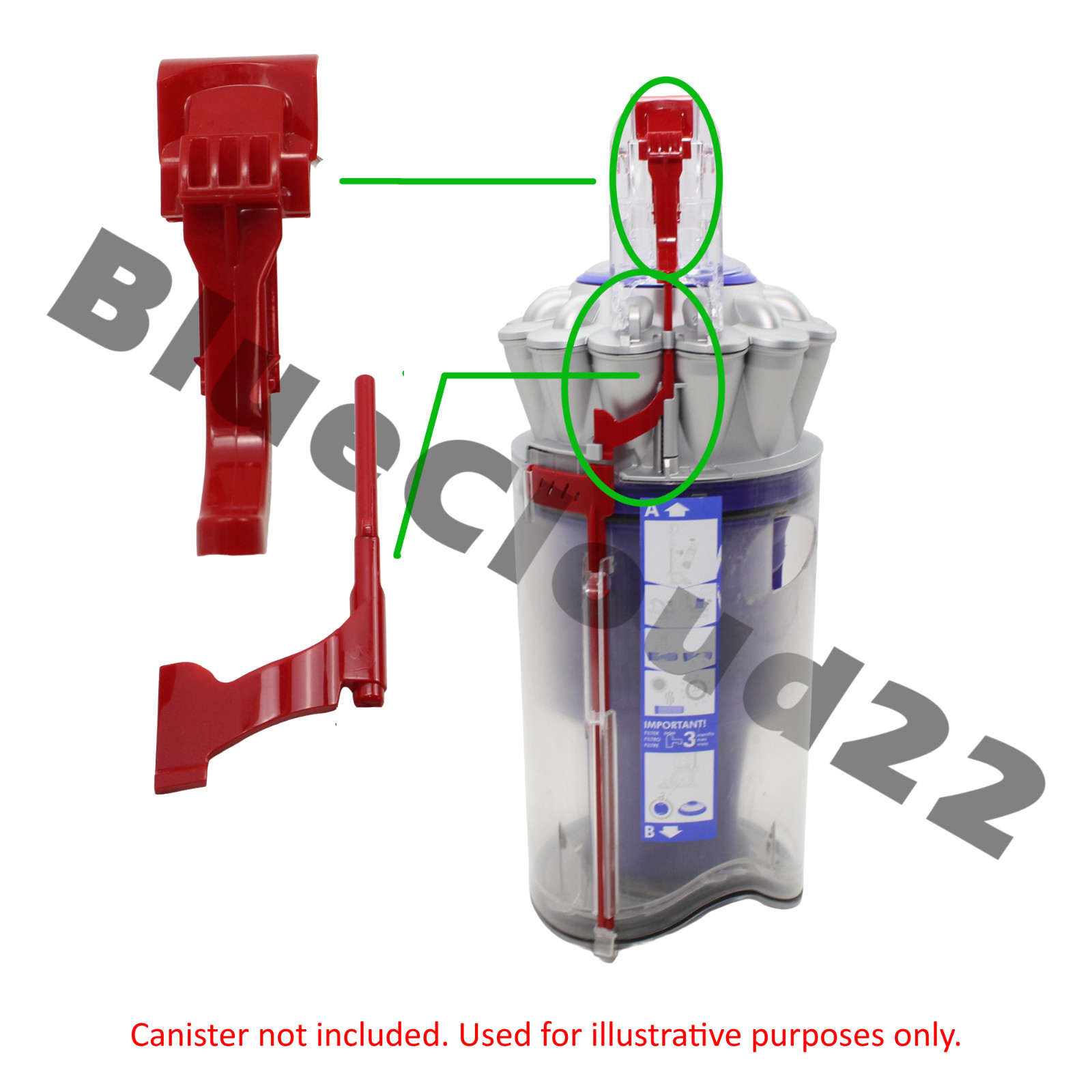 Dyson UP13 UP20 UP30 DC65 DC66 Canister Handle RELEASE PUSH BUTTON w/ LATCH Red