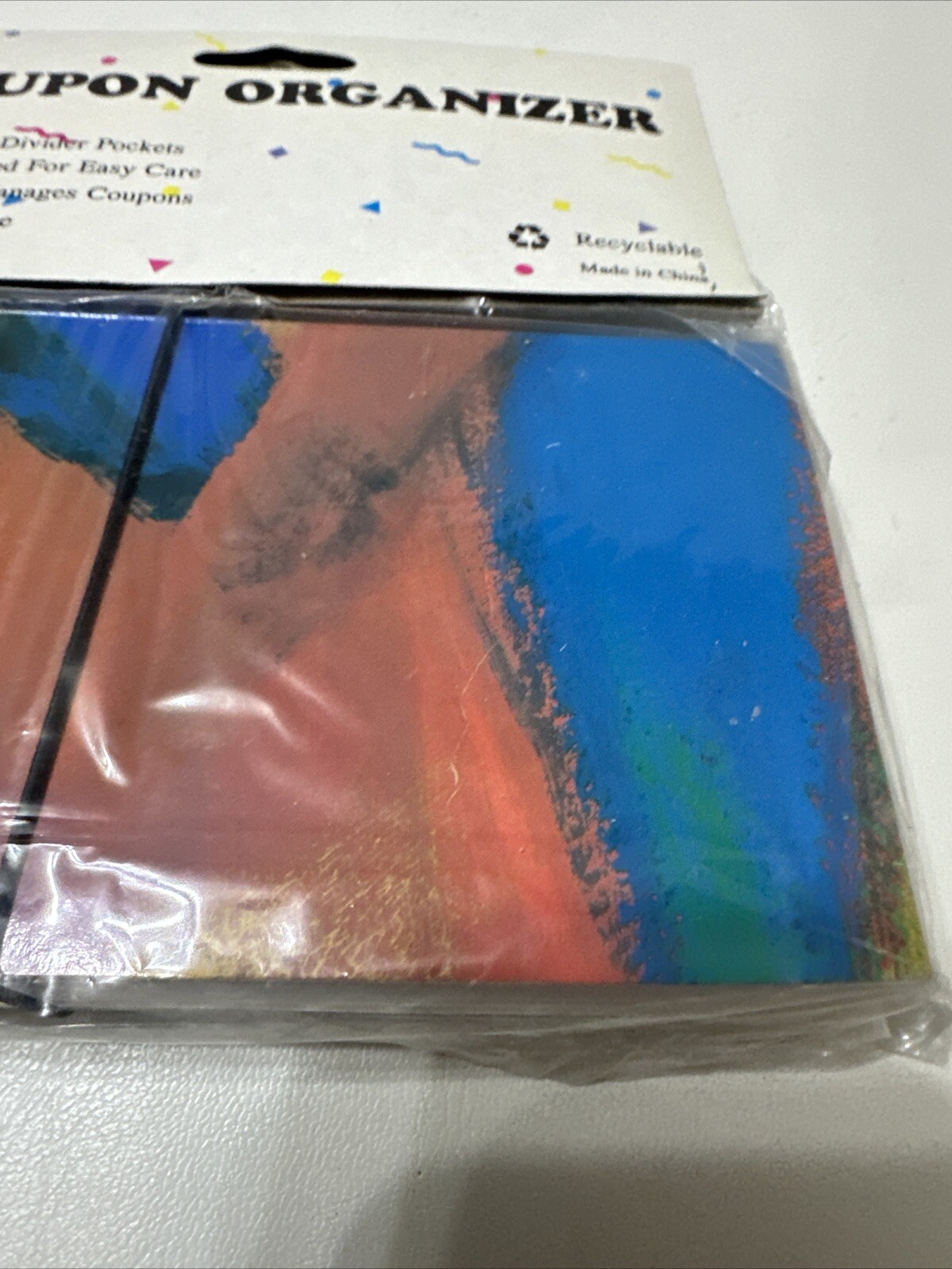 Vintage NOS Coupon Organizer 12 Labeled Divider Pockets 80’s Paint Multicolored