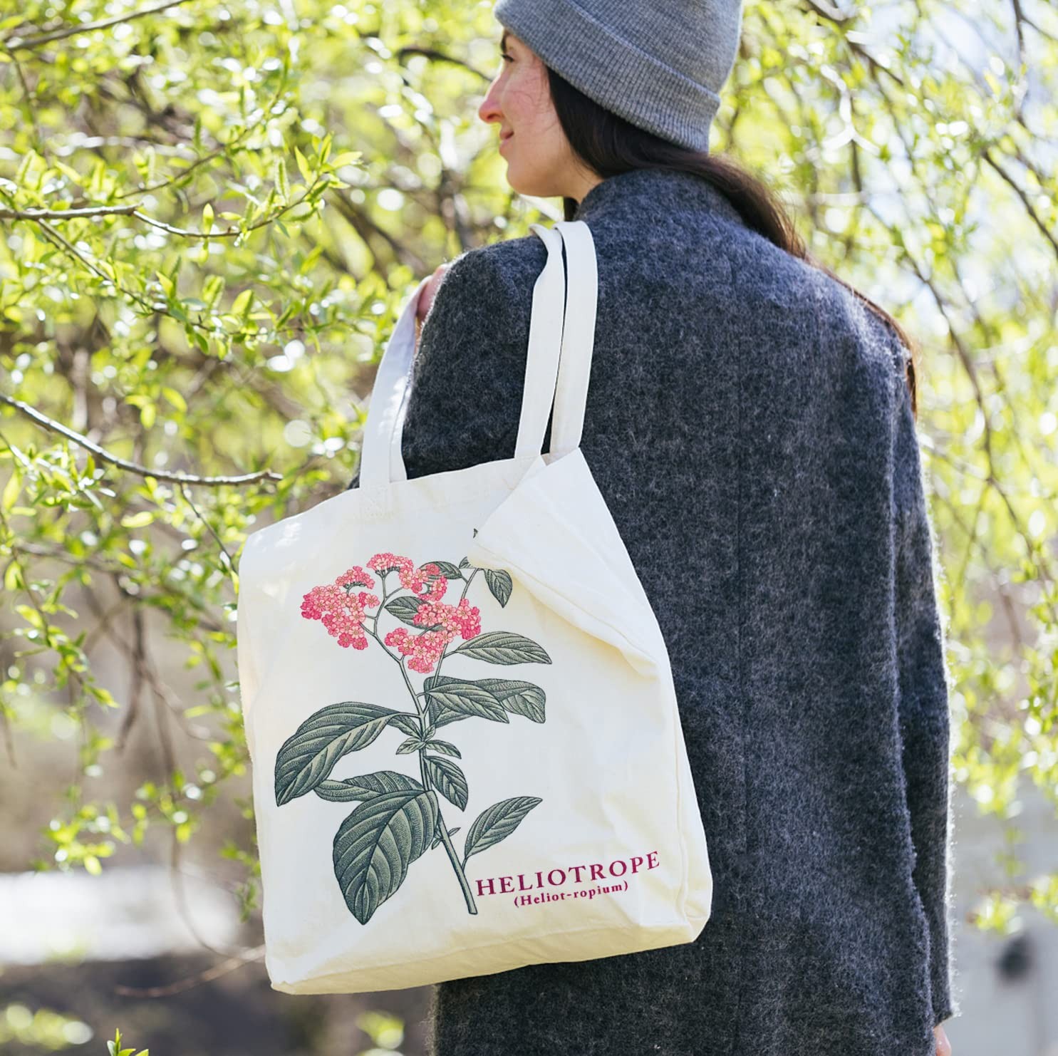 Canvas Floral Botanical Tote Bag for Women , Reusable Grocery Bags, Cute Cat …