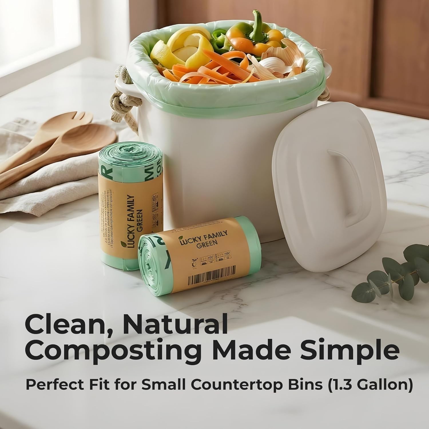 BPI Certified Compost Bags 1.3 Gal – 50 Count, Extra Strong and Eco-Conscious
