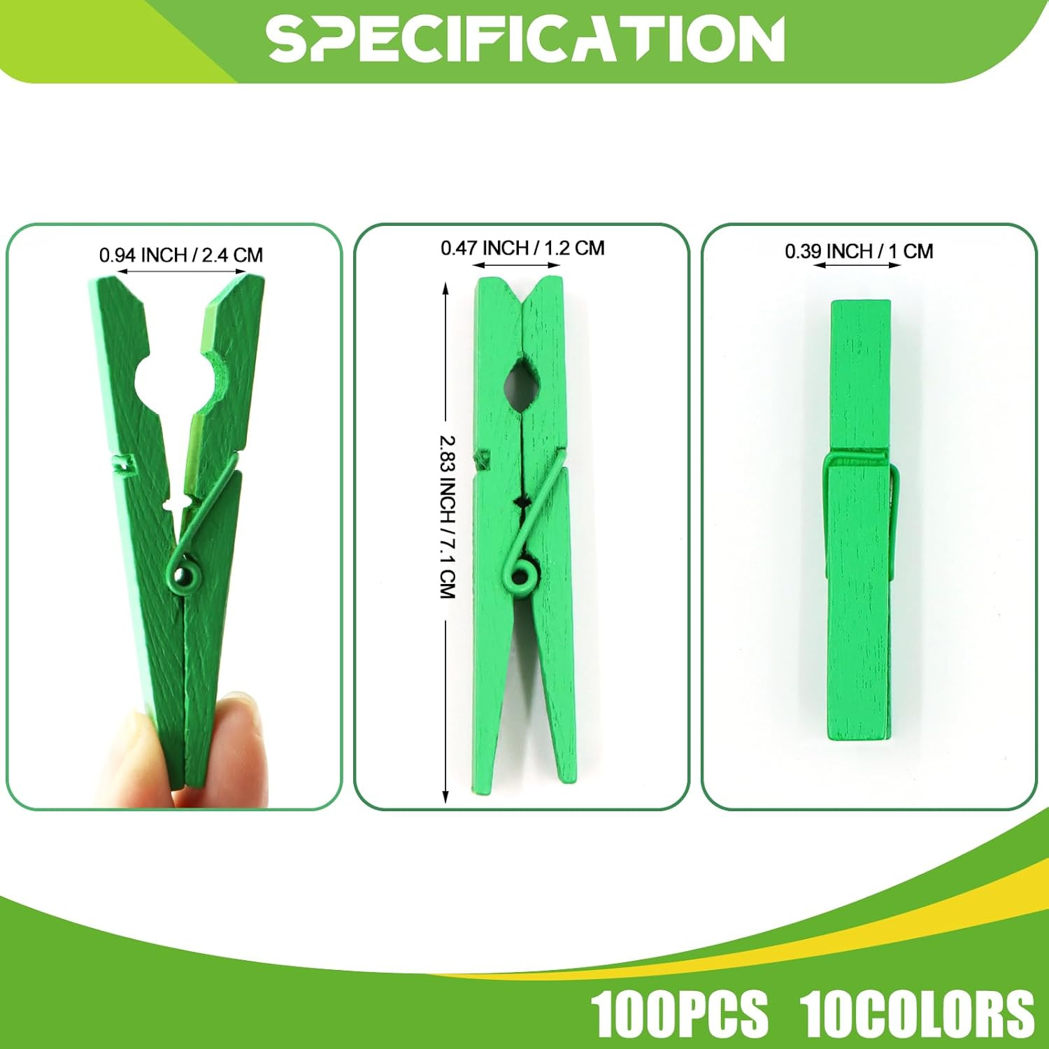 100 Pcs Colored Clothes Pins Wooden, Colored Clothespins for Crafts 2.9 Inch, Cl