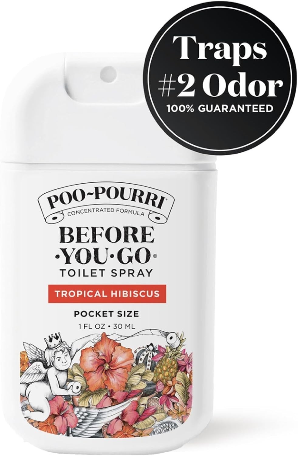 Compact Travel Toilet Odor Deodorizer, Tropical Hibiscus, TSA Approved, 1 Fl Oz