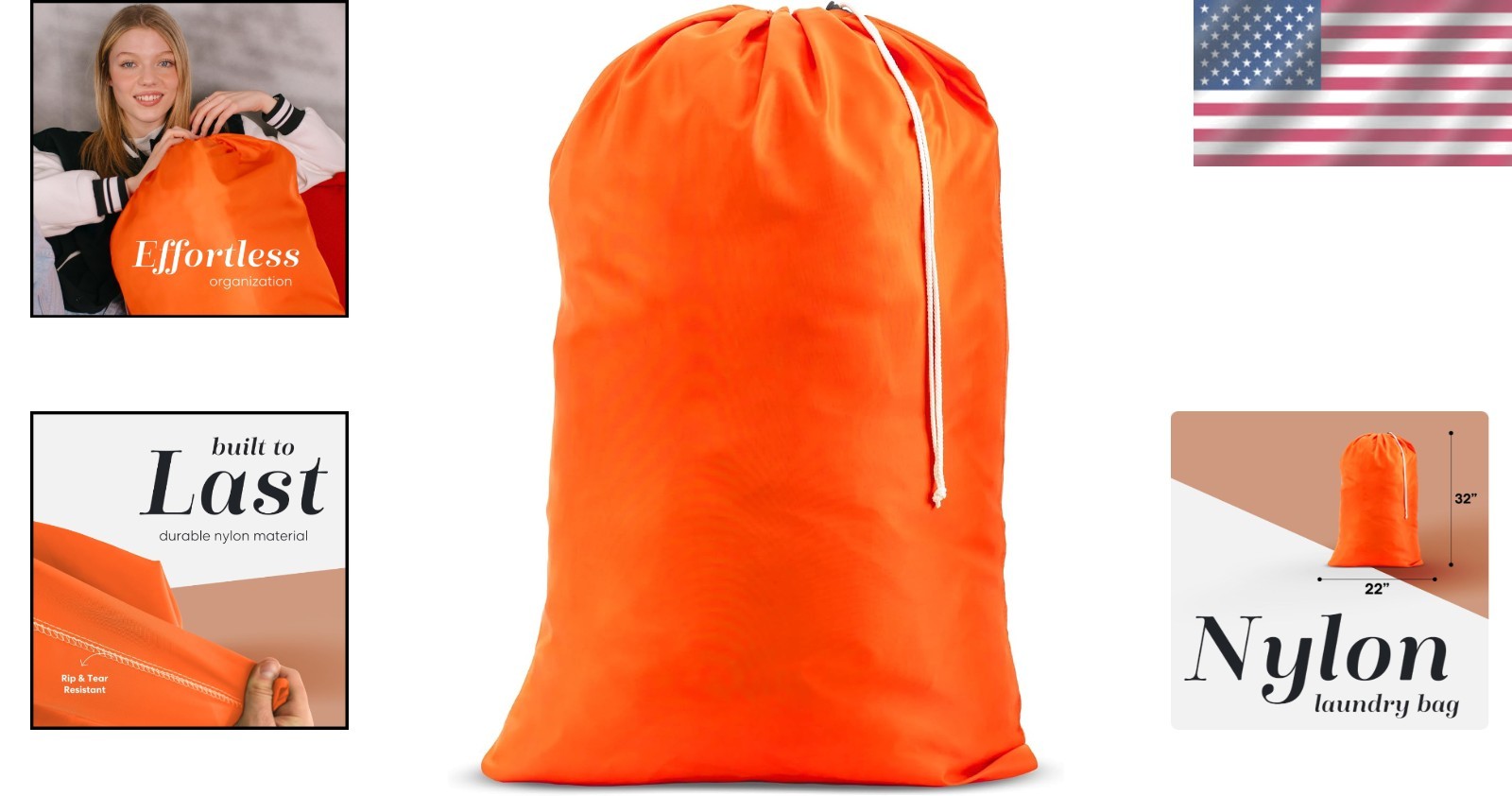 Extra Large Laundry Bag 22″ x 32″ – Durable, Portable Nylon for Travel & Dorm