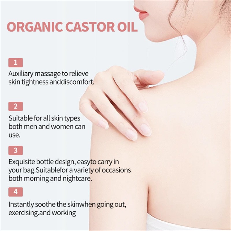 3x Organic Golden Castor Oil Roll-On with Rose Quartz for Skin,Hair&Wrinkle