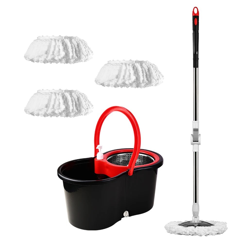Spin Mop And Bucket With Wringer Set 360° Mop And, Bucket System With 3 Microfib