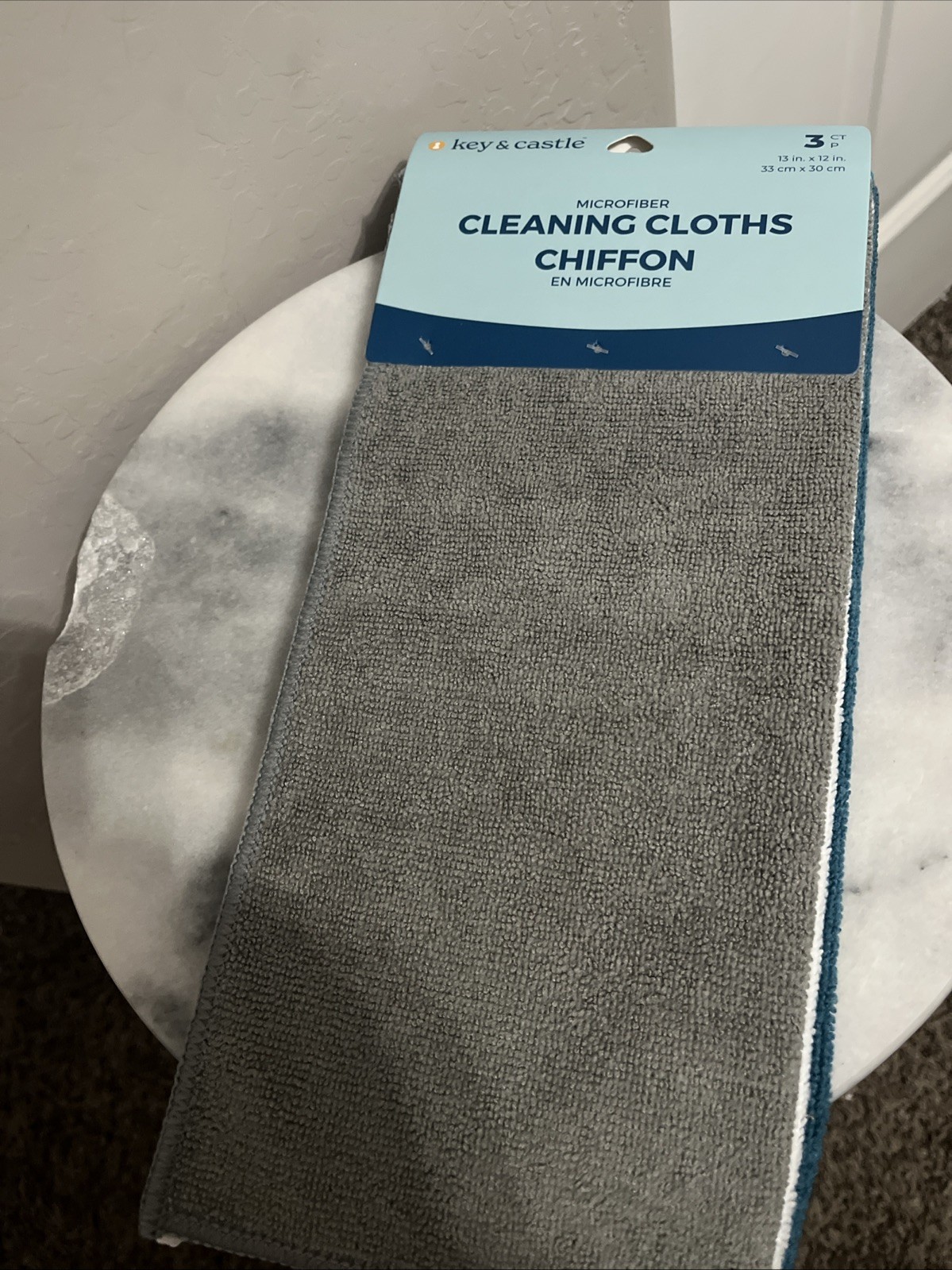 Key & Castle Microfiber Cloths, 3ct Chiffon NWT Teal, White, Gray