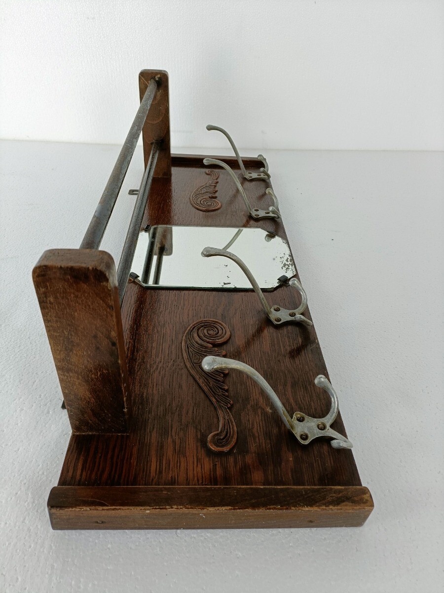 Vintage Wall Coat Rack Shelf Mid Century Modern Railroad Industrial Wood Pop art