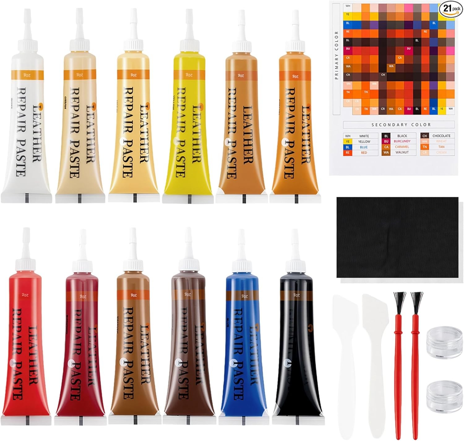 21Pcs Leather & Vinyl Repair Kit | Repairs Tears, Holes, Scratches & Peeling on