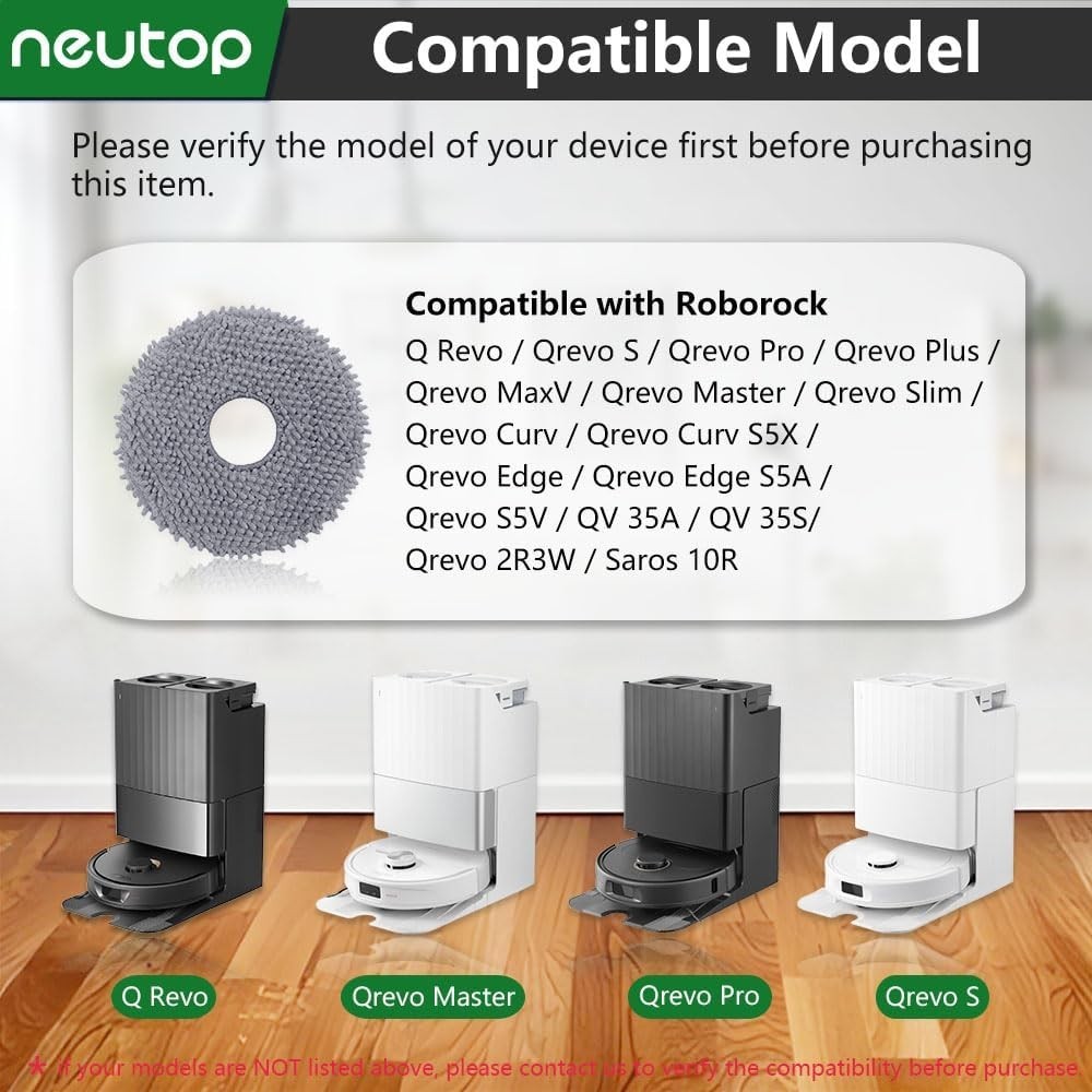 neutop Replacement Mopping Pads Compatible with Roborock Q Revo, Qrevo MaxV/S/Pr