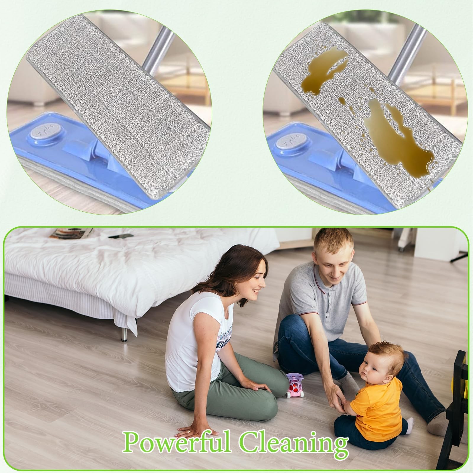 3 Pack Flat Mop Pad, 13″ X 4.7″ Microfiber Reusable Mop Pads Washable Mopping…