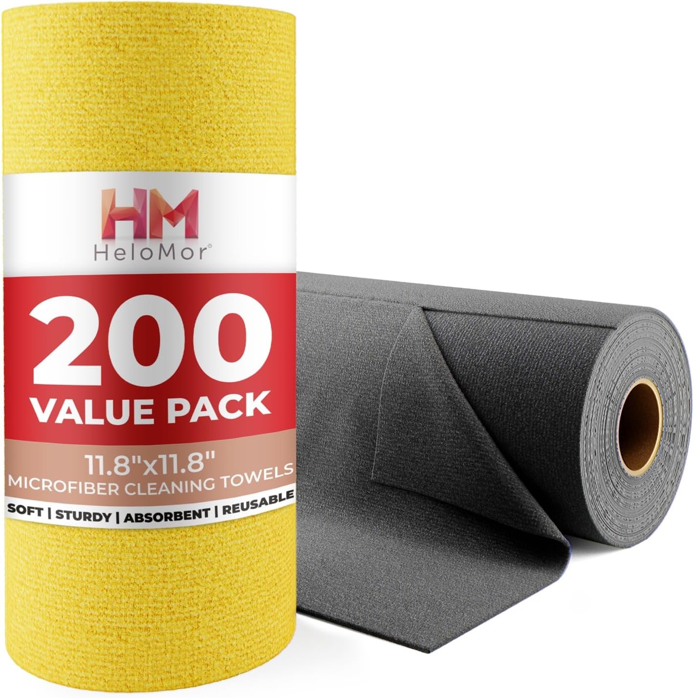 100 Pack Microfiber Cleaning Cloth Roll – Tear Away Reusable Paper Towels Was…
