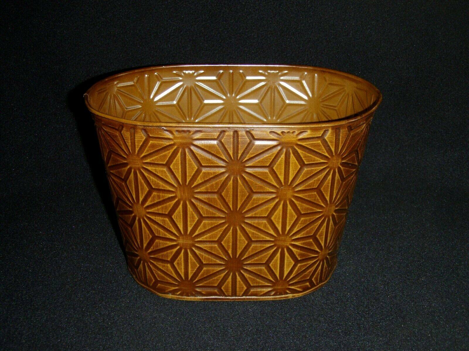 Geometric Flowers – Tin Storage Container, Metal Planter, Wastebasket