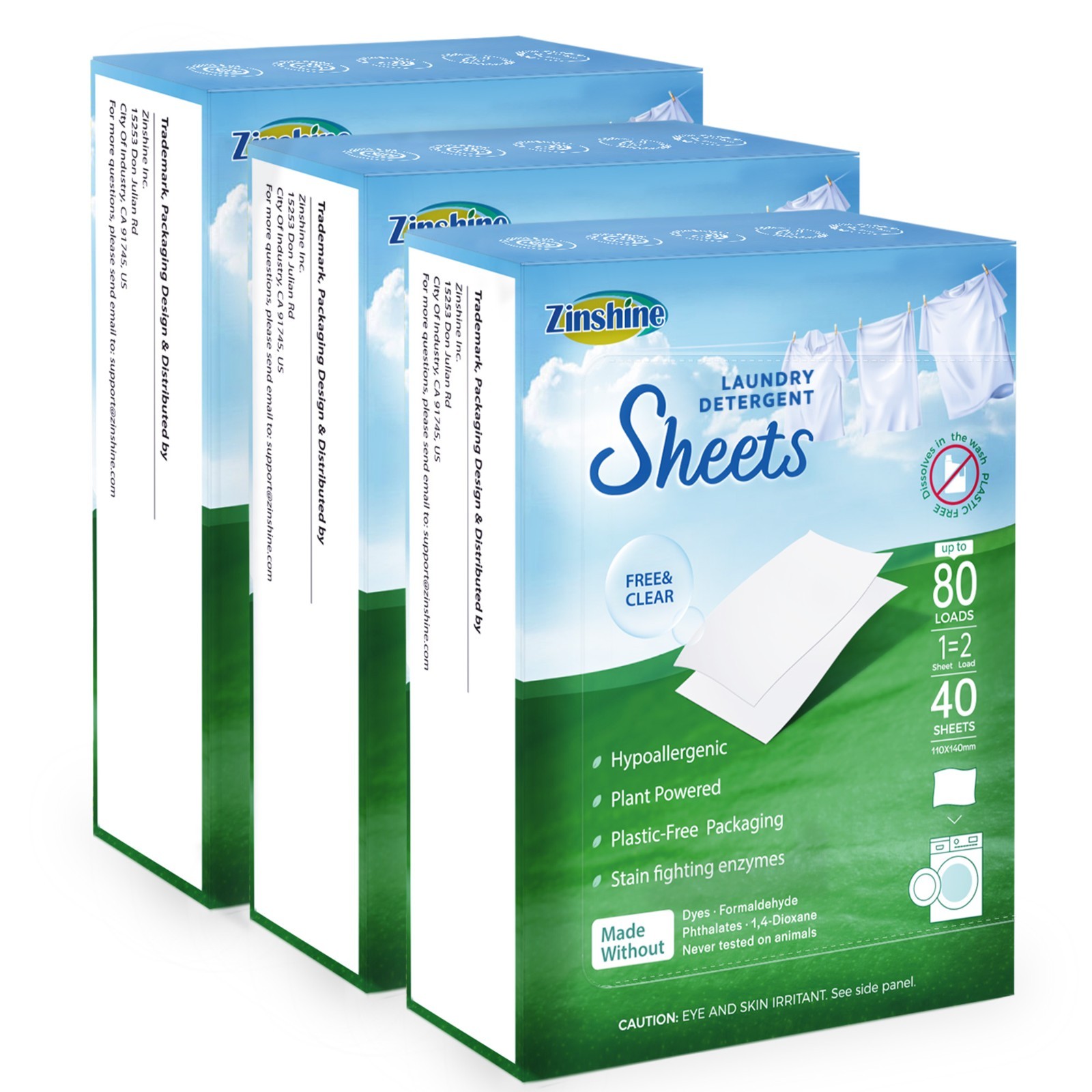 Laundry Detergent Sheets for HE Washers, Travel, Home & Dorm, 80 Loads, 3-Packs