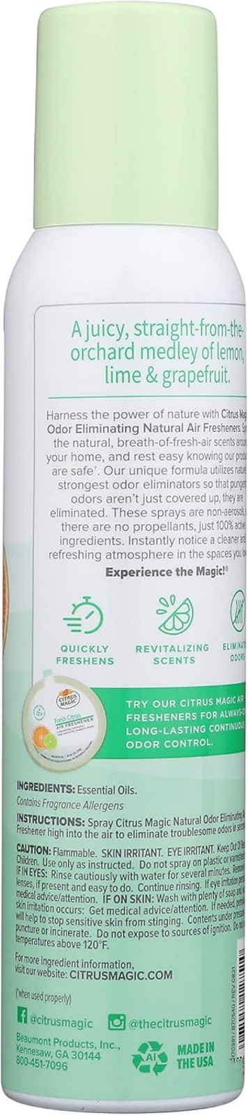 Citrus Magic Freshener Odor Eliminating Air Freshener Spray, 3 Ounce (Pack of 3)