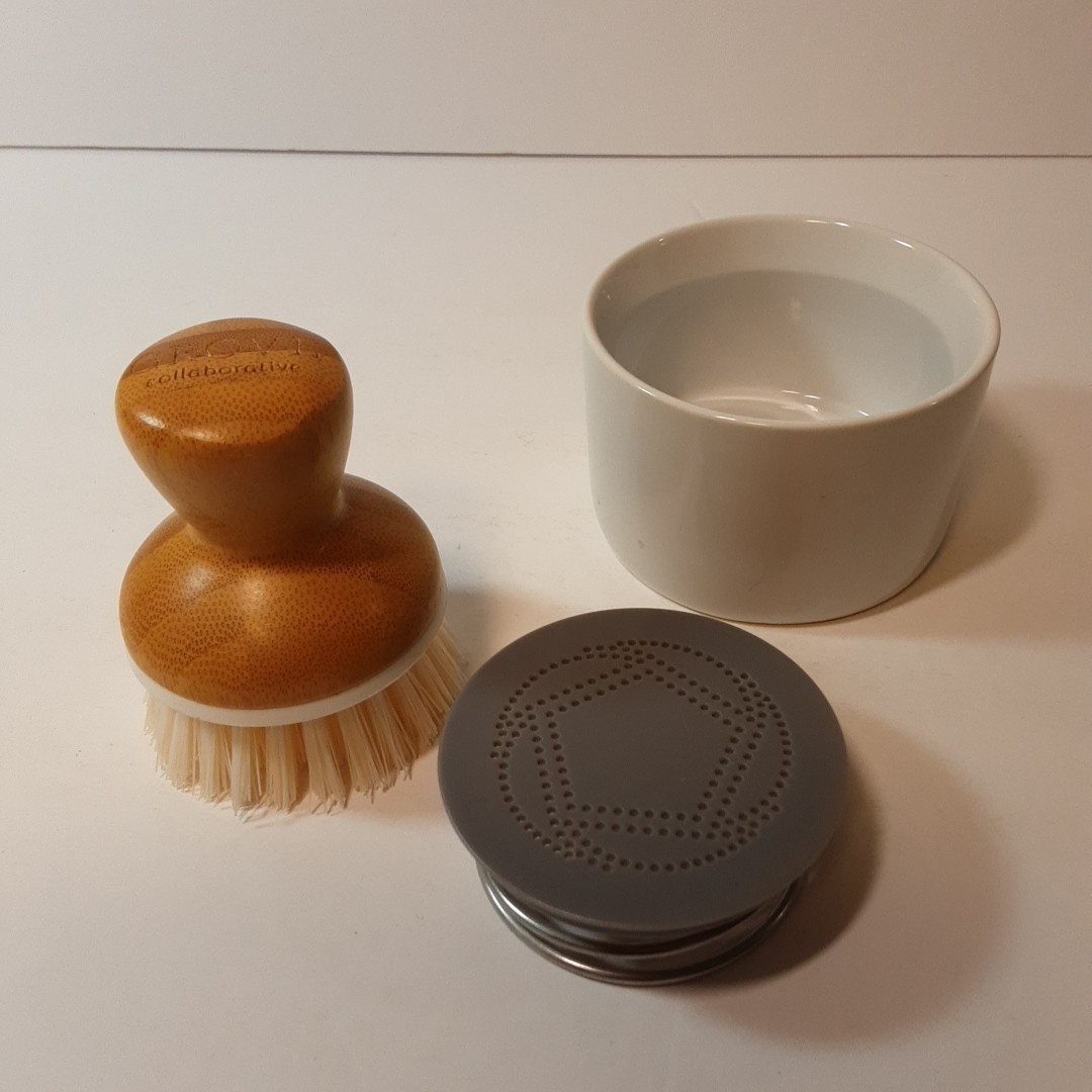 Bubble Up Ceramic Soap Dispenser & Bamboo Dish Brush Full Circle & Grove Brand