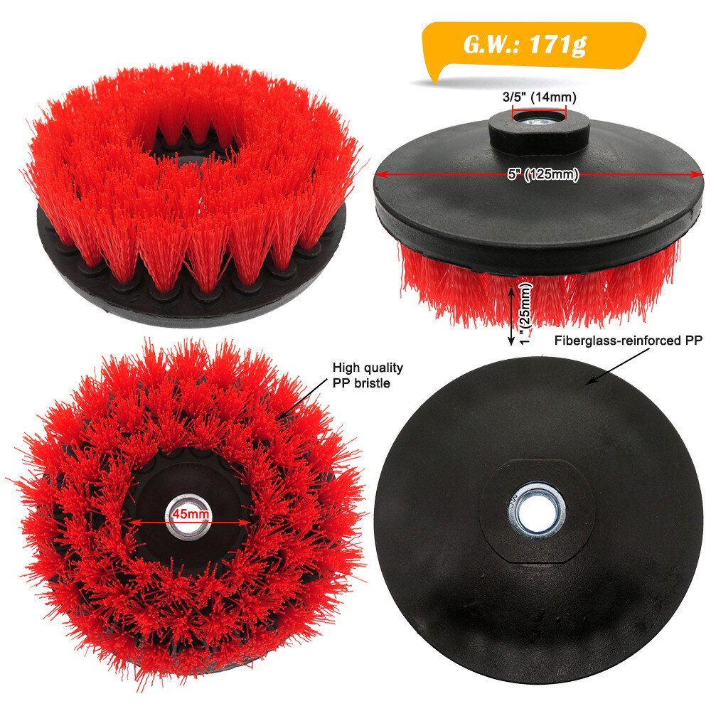 5 inch Electric Drill Soft Brush for Carpet and Upholstery Cleaning, M14 Hollow