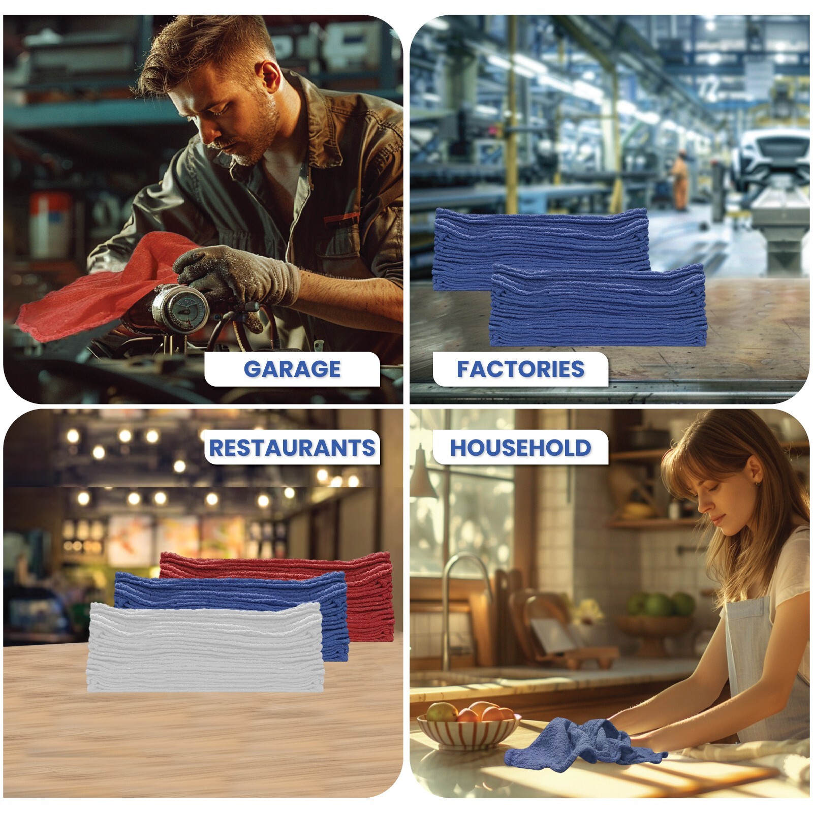 New Industrial A-Grade White Shop Towel 13×14 inch Multipurpose Cleaning Towel