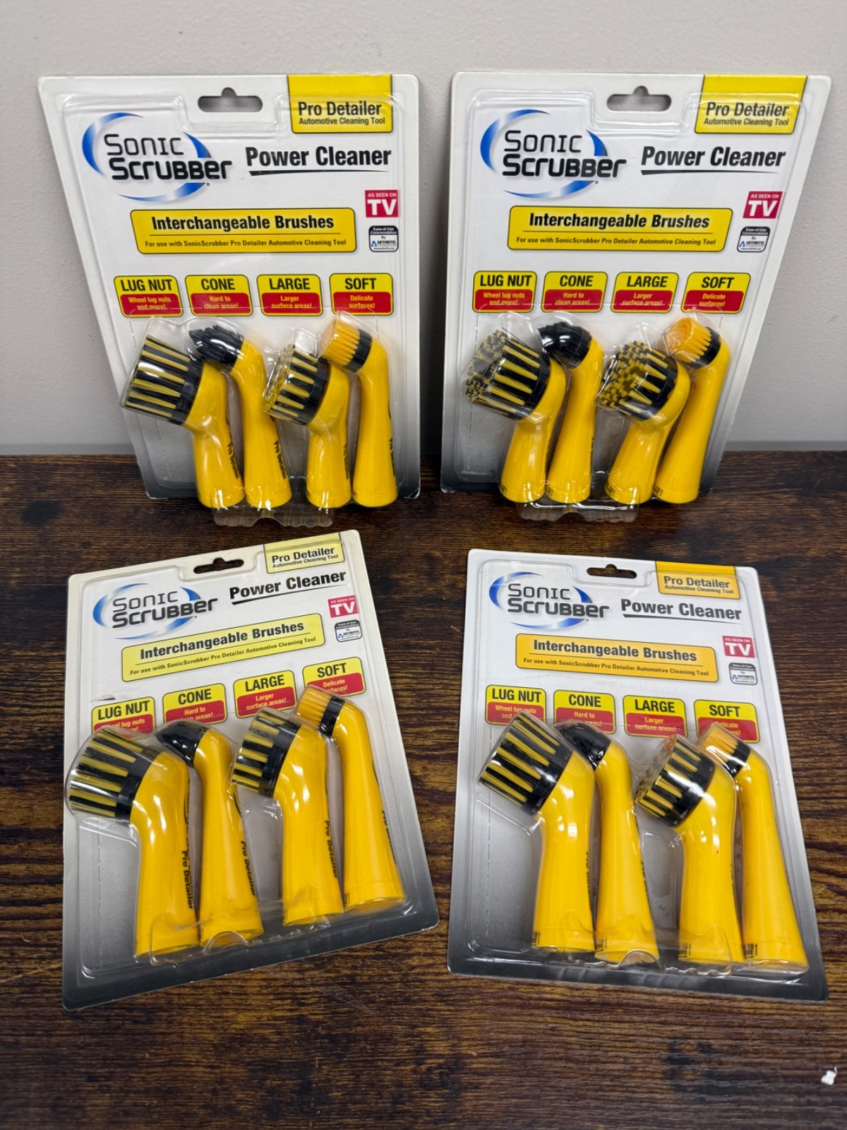 Lot of 4 Sonic Scrubber Pro Detailer Power Cleaner Interchangeable Brushes Pack