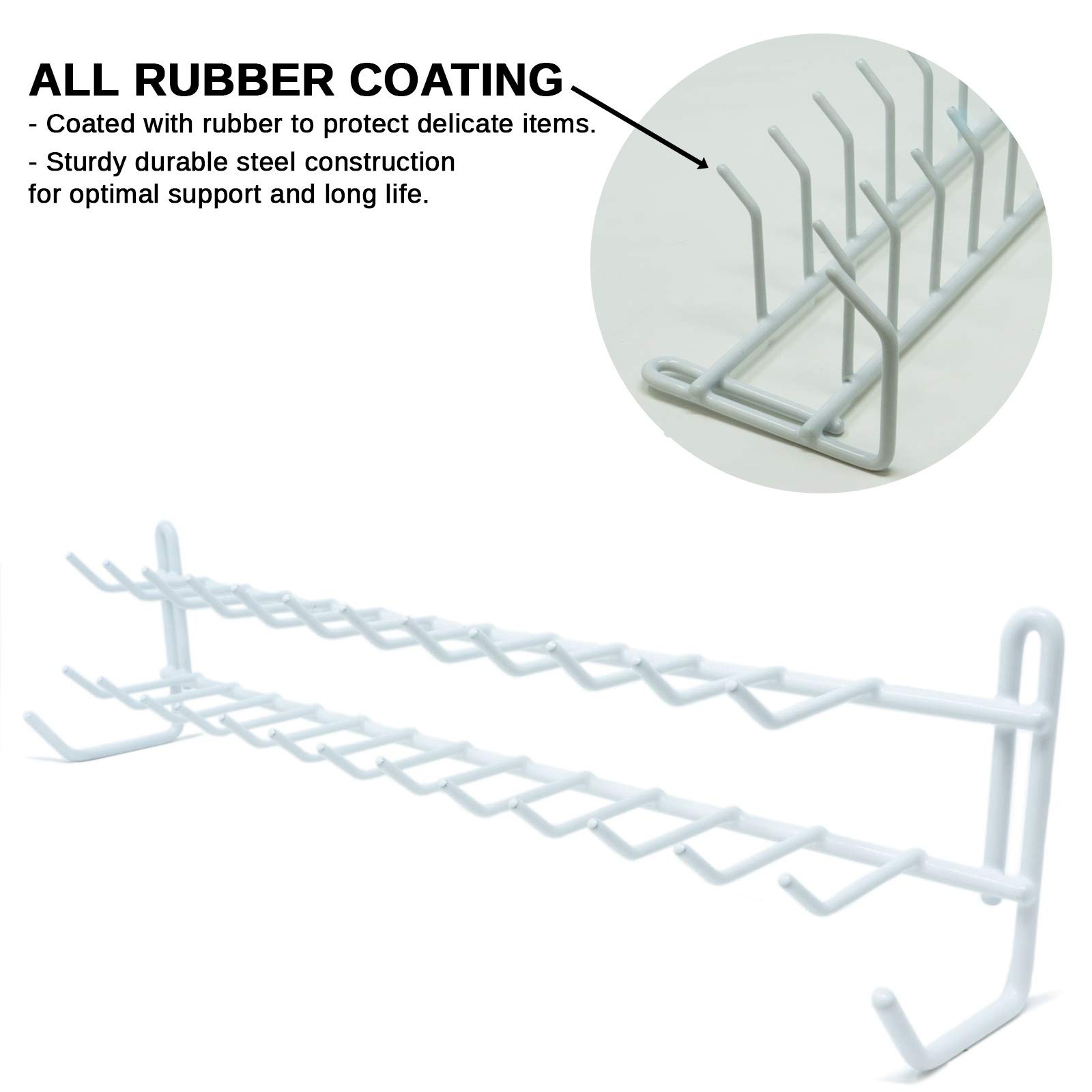 Wall Mount Tie and Belt Rack Organizer, White (2 Pack)