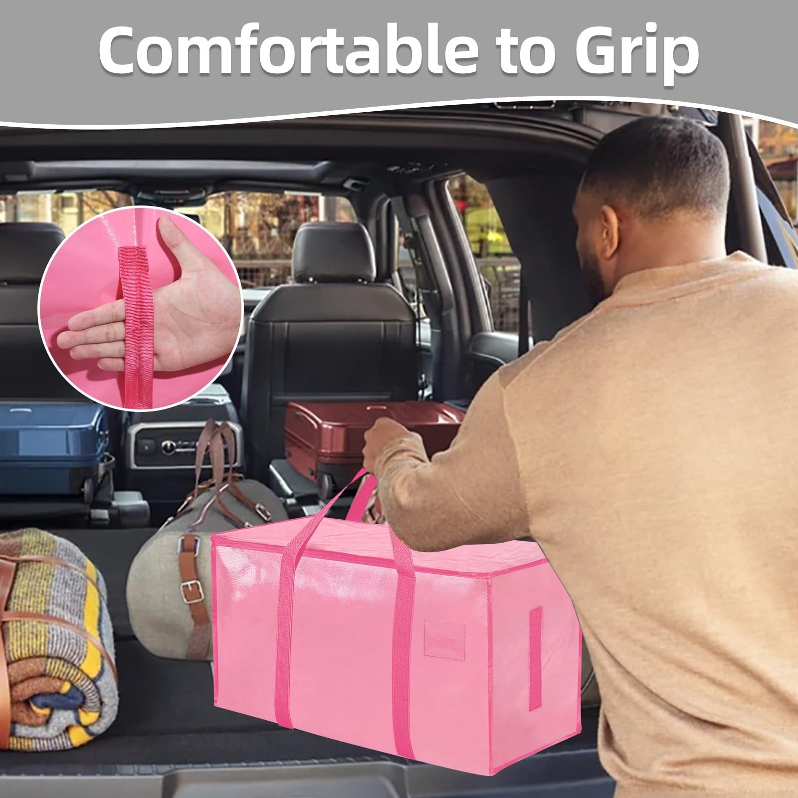 Extra Large Heavy Duty Moving Bags – 8 Pack Waterproof Storage Totes with Zipper