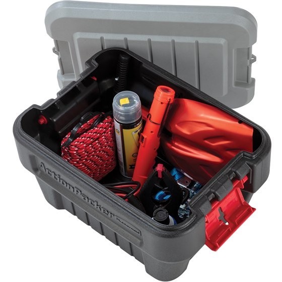 Rubbermaid 8 Gallon Action Packer Storage Bin, Heavy Duty Plastic, Lockable