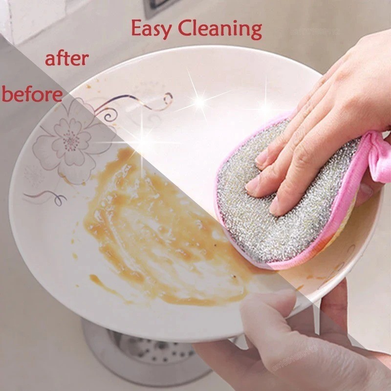 Double-Sided Scouring Pads Dish Pan Washing Sponge Kitchen Cleaning Tool 5/10/20