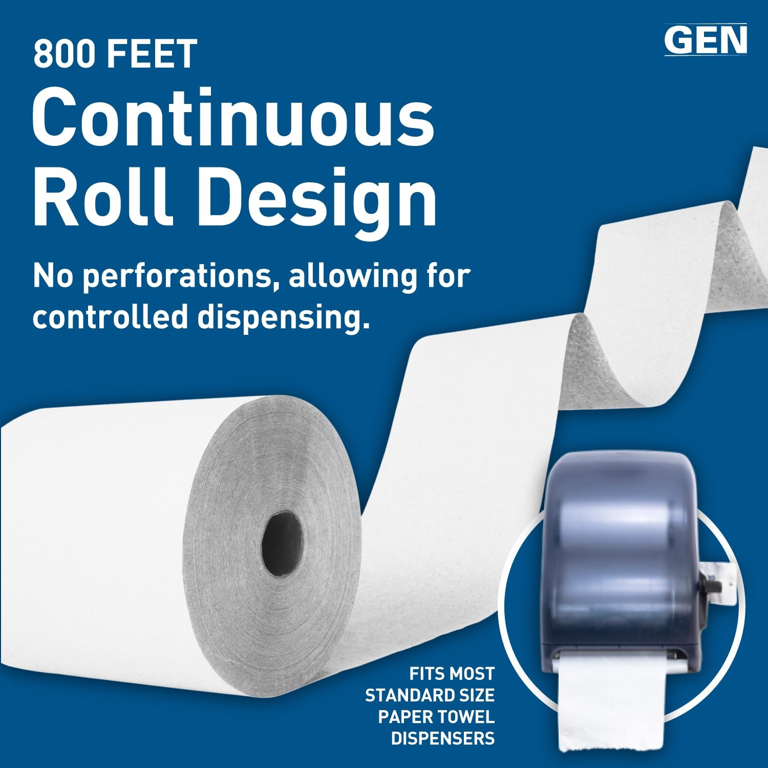 Hardwound Roll Towels White, 8Inch x 800 ft, 6 Rolls/Carto