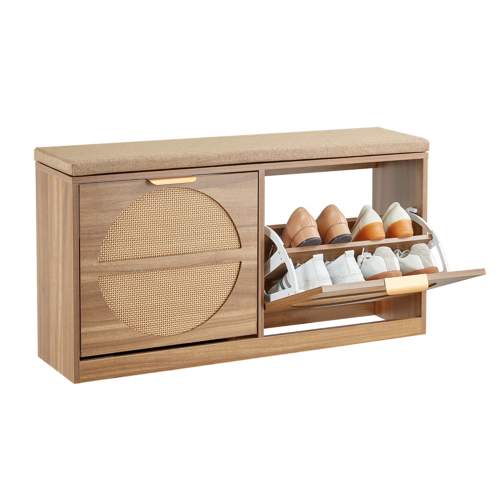 Uimoso Entryway Shoe Bench 38.9×9.4×19.7 Inch Storage Rack with Flip Drawer